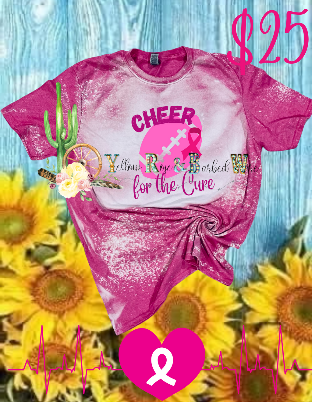 Cheer for the Cure bleached tee