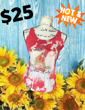 Crazy chicken lady bleached tank too