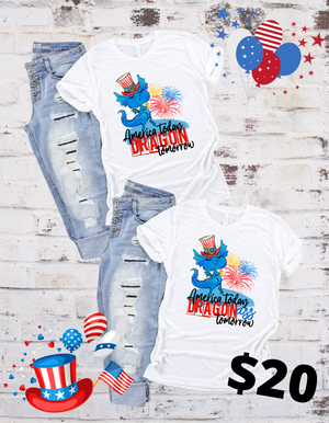 Patriotic dragon bleached tees