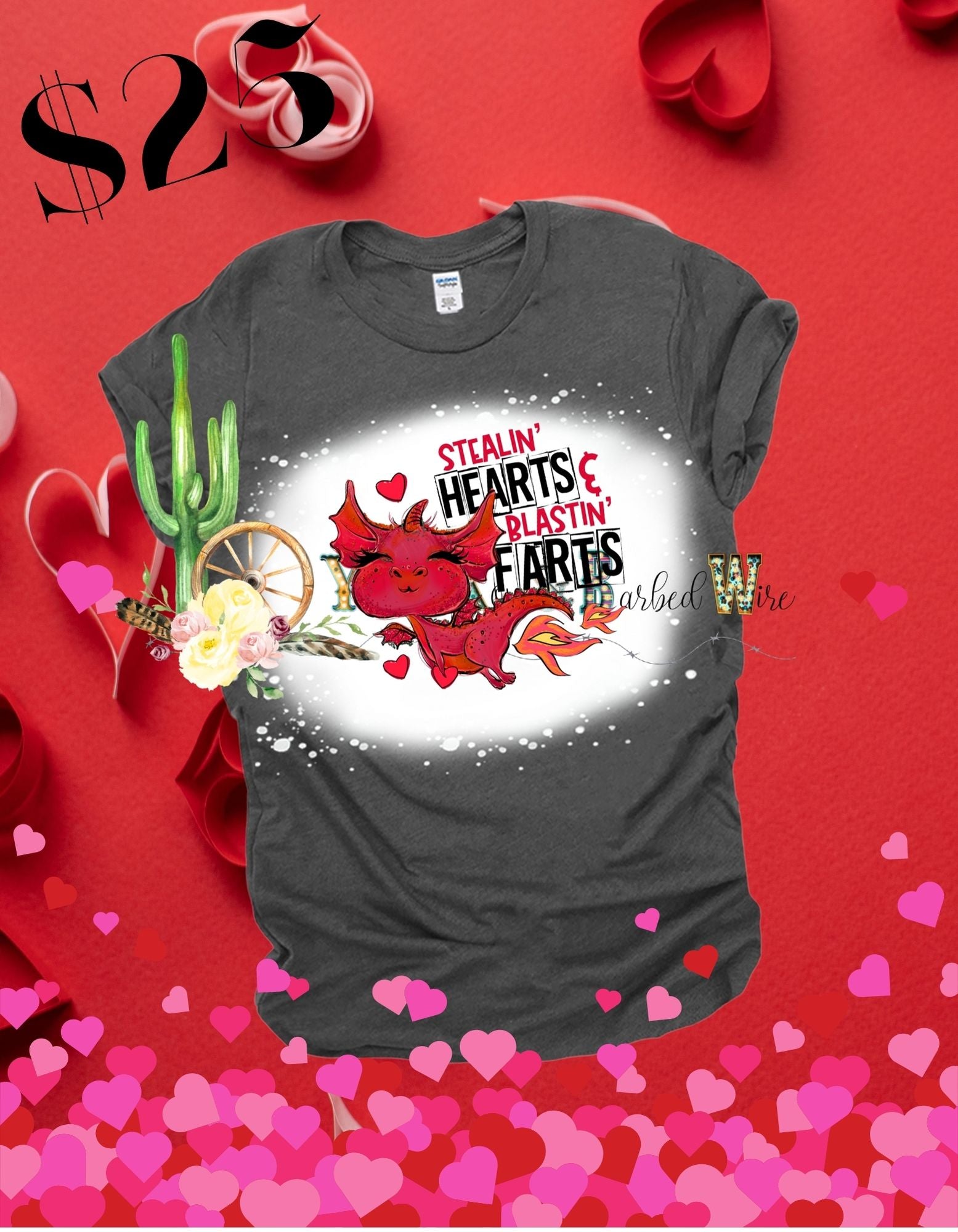 Stealing hearts dragon bleached tee