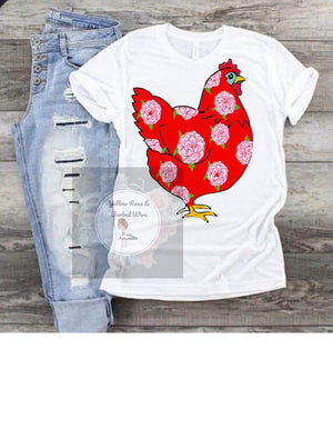 Flower 🌺 pattern chicken tee