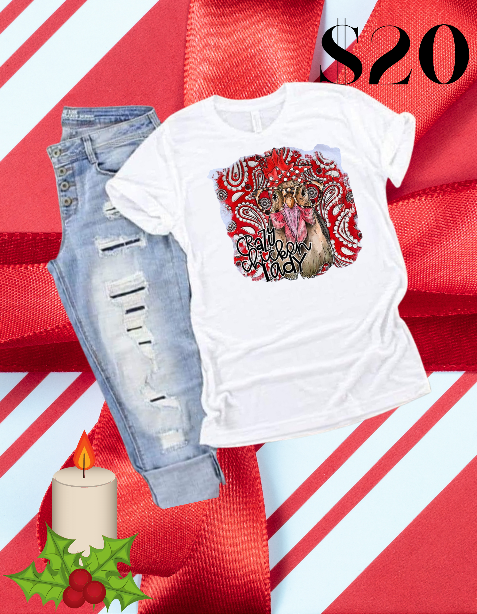 Crazy chicken lady bleached tee