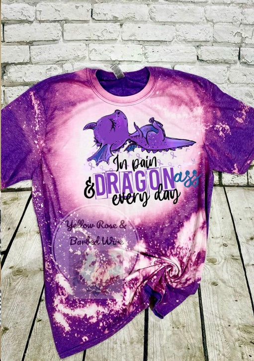 In pain and dragon ass everyday bleached tee