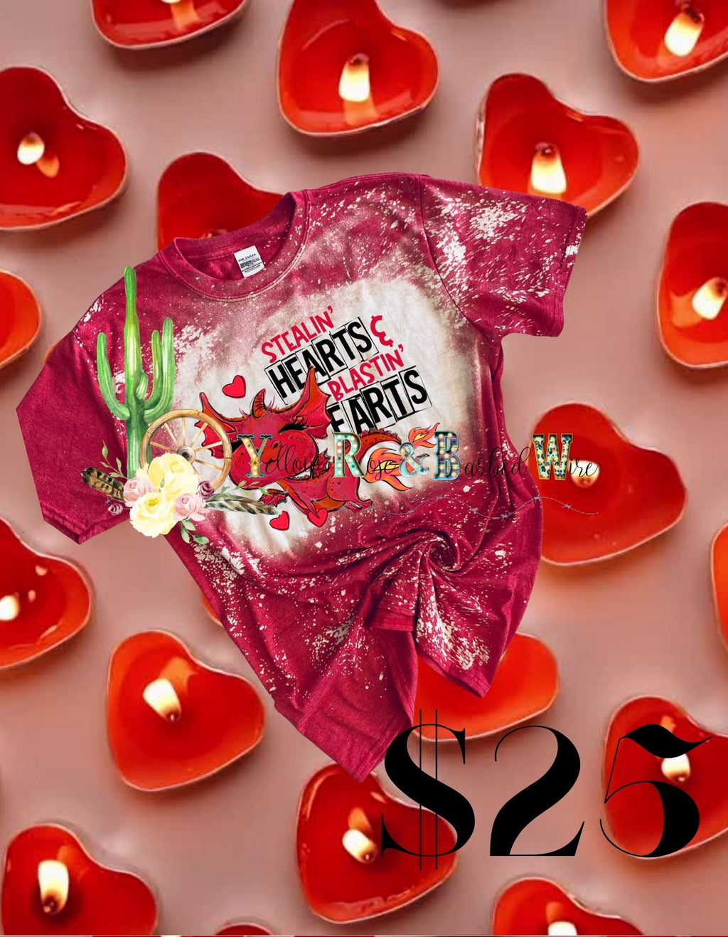 Stealing hearts dragon bleached tee