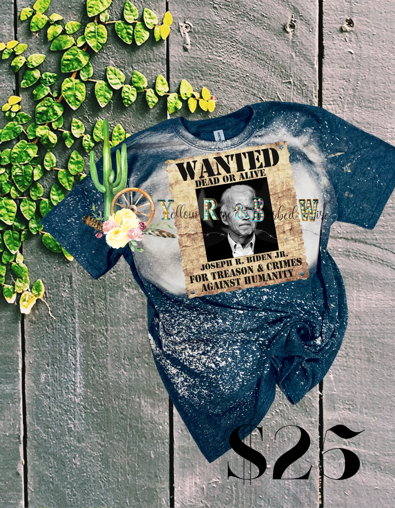 Biden wanted poster bleached tee