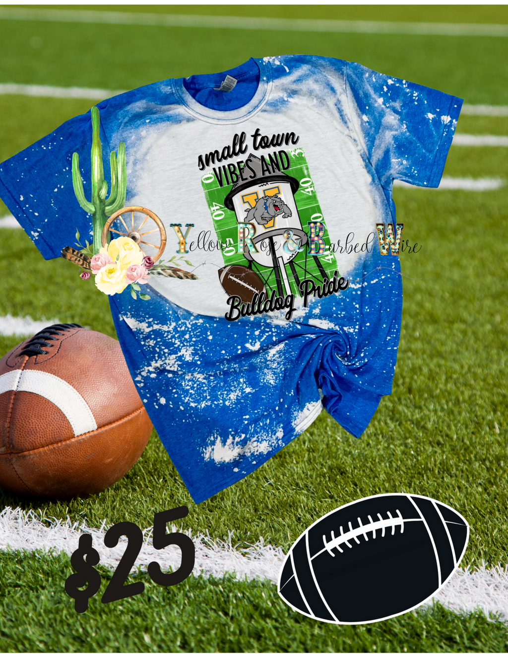 Football spirit wear bleached tee