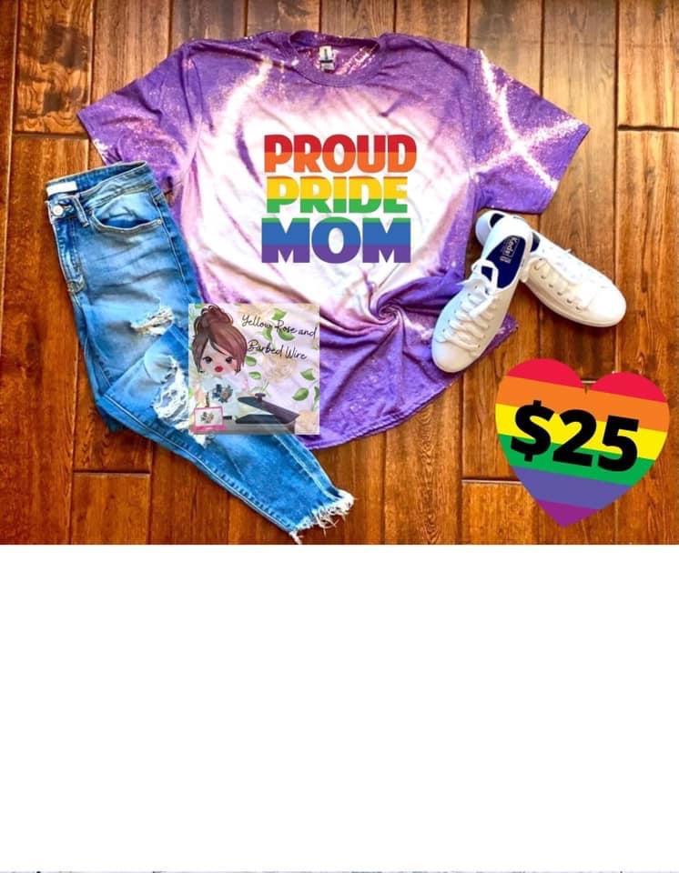 Proud PRIDE mom bleached tee