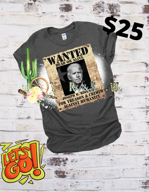 Biden wanted poster bleached tee