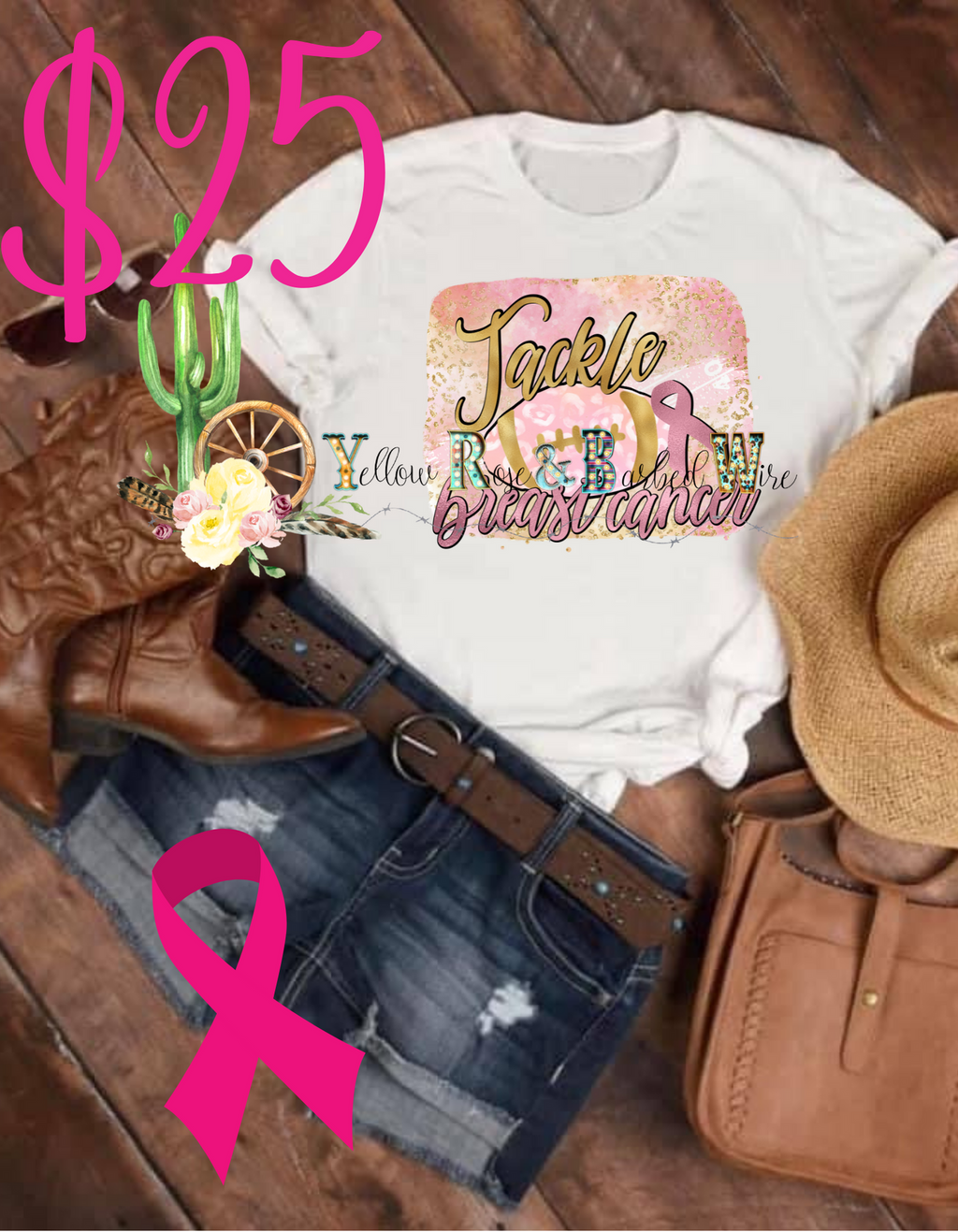 Tackle breast cancer bleached tee