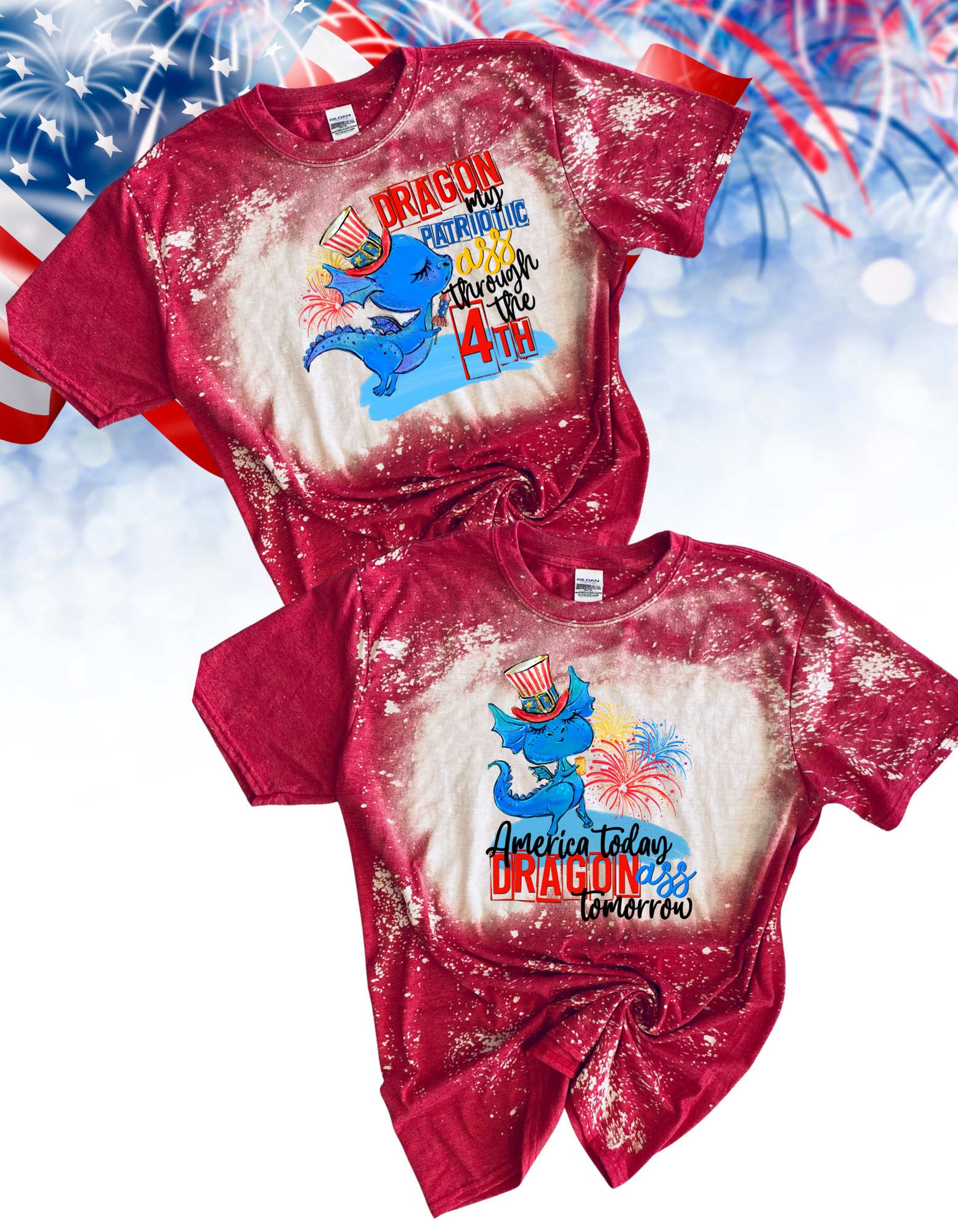 Patriotic dragon bleached tees